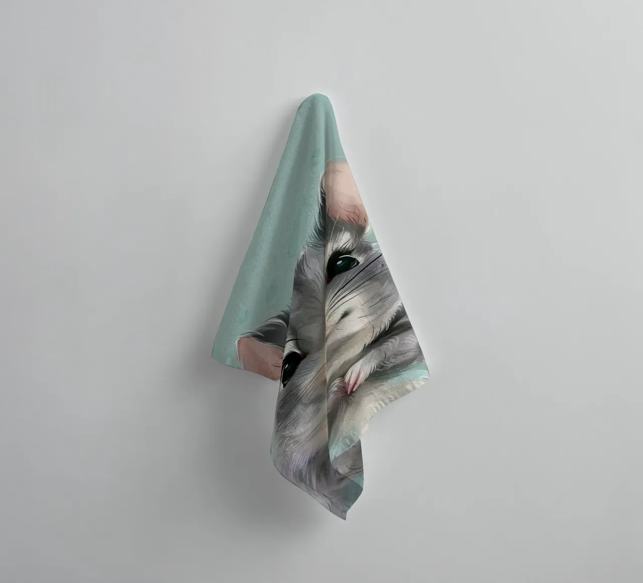criceto grigio con orecchie rosa, seduto con le zampe unite asciugamano da bagno da DesignDoodle