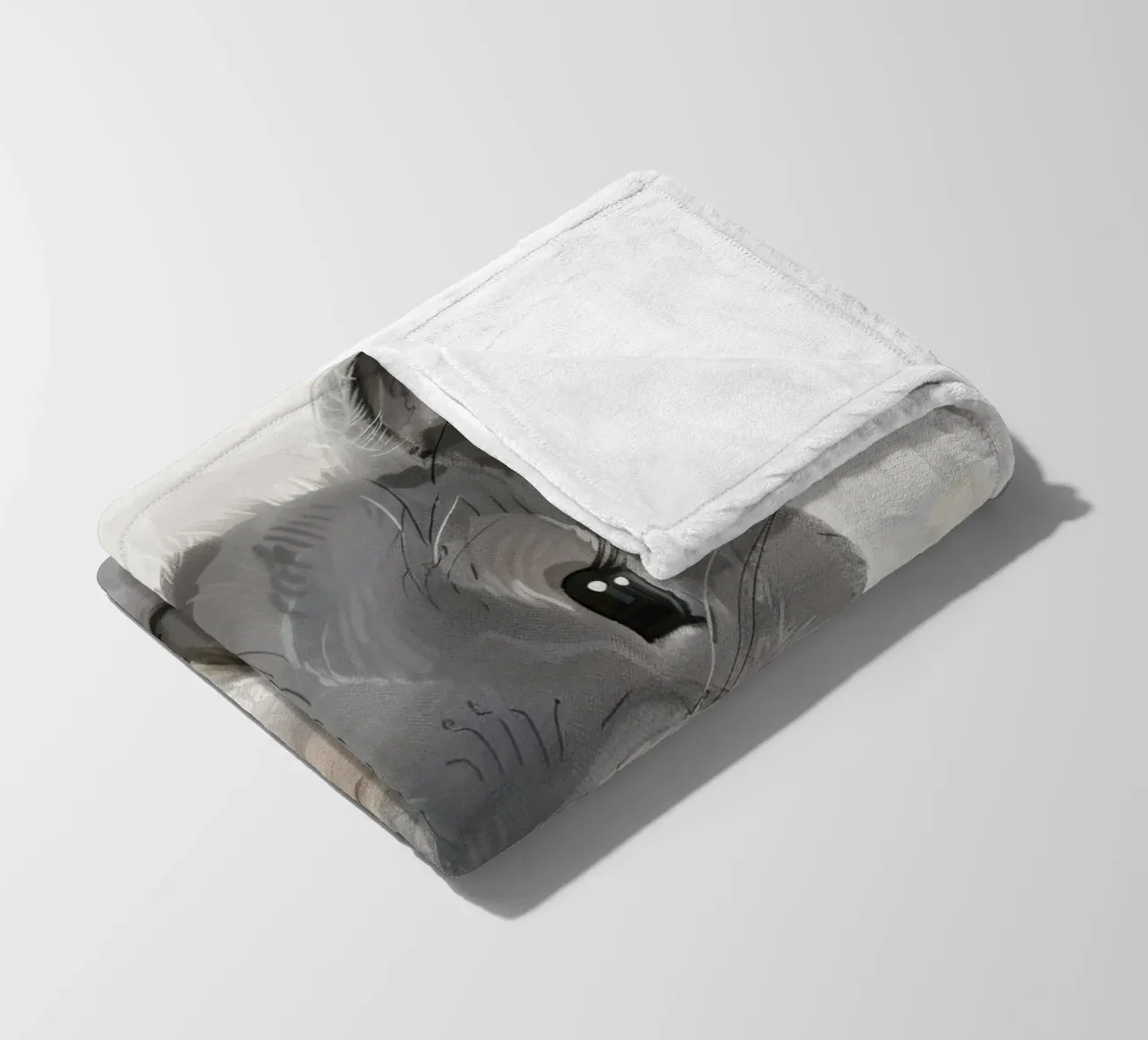 grey chinchilla, front-facing, with large ears & plump body fleece blanket by DesignDoodle