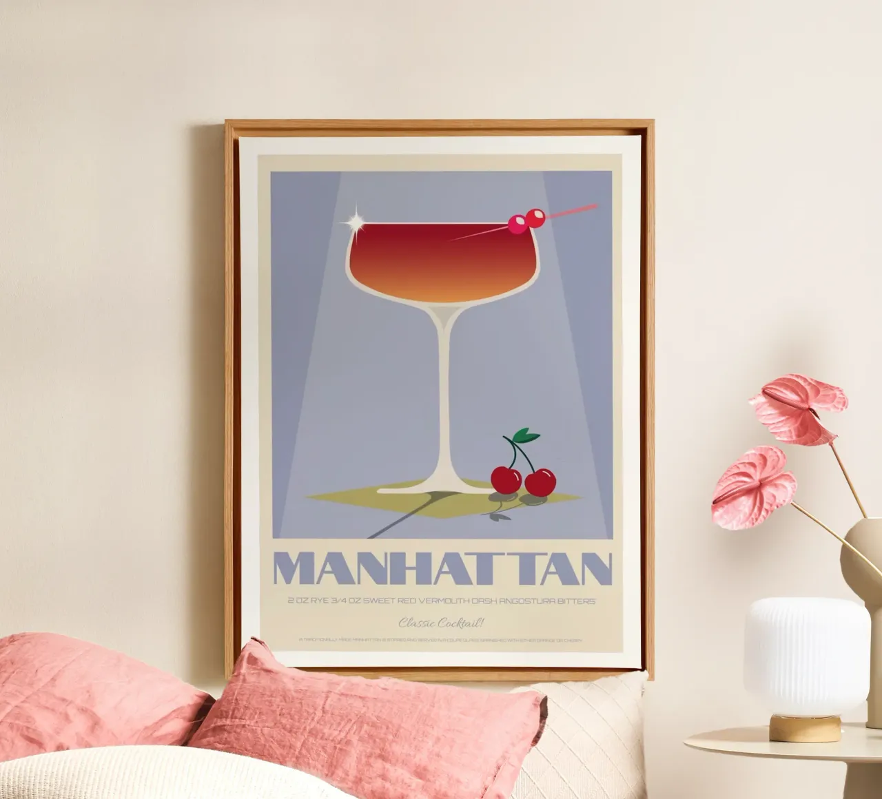Manhattan siroop canvas met Baklijst van Cocktail Drink