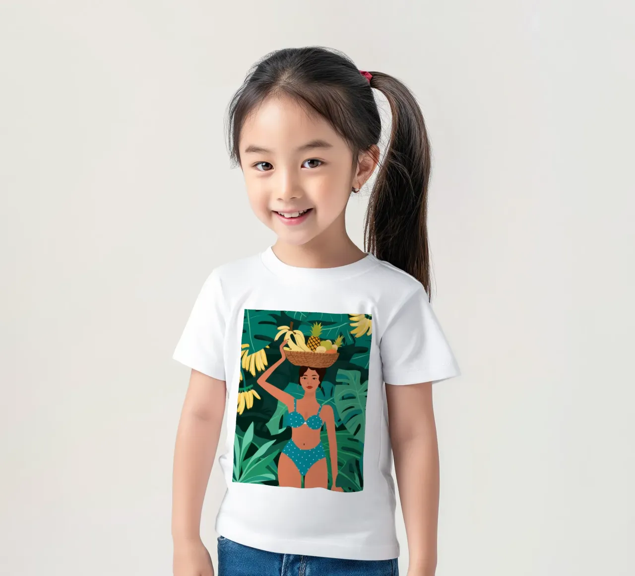Banana Bikini Babe kids t-shirt by Pale Aura