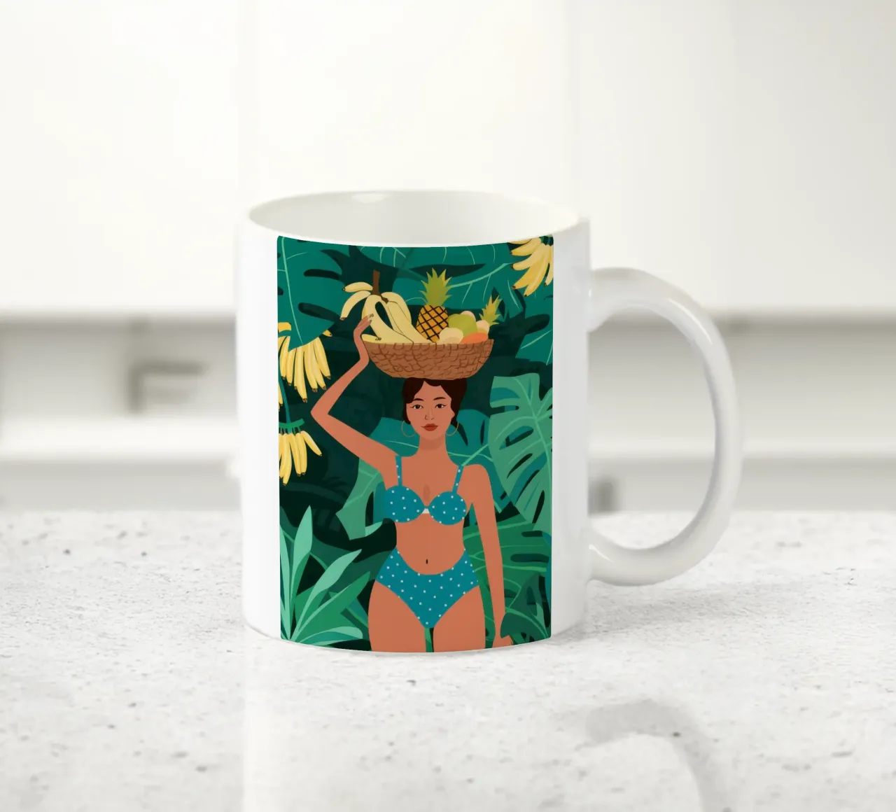 Bambina in bikini a banana tazza in ceramica da Pale Aura