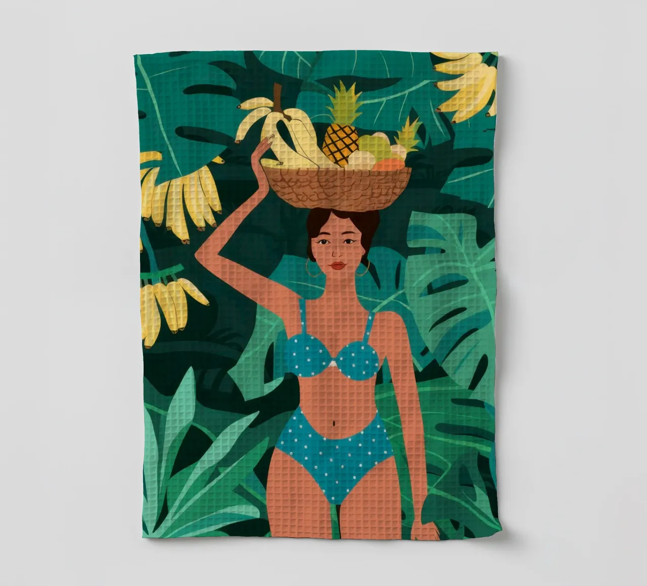 Bambina in bikini a banana canovaccio da cucina da Pale Aura