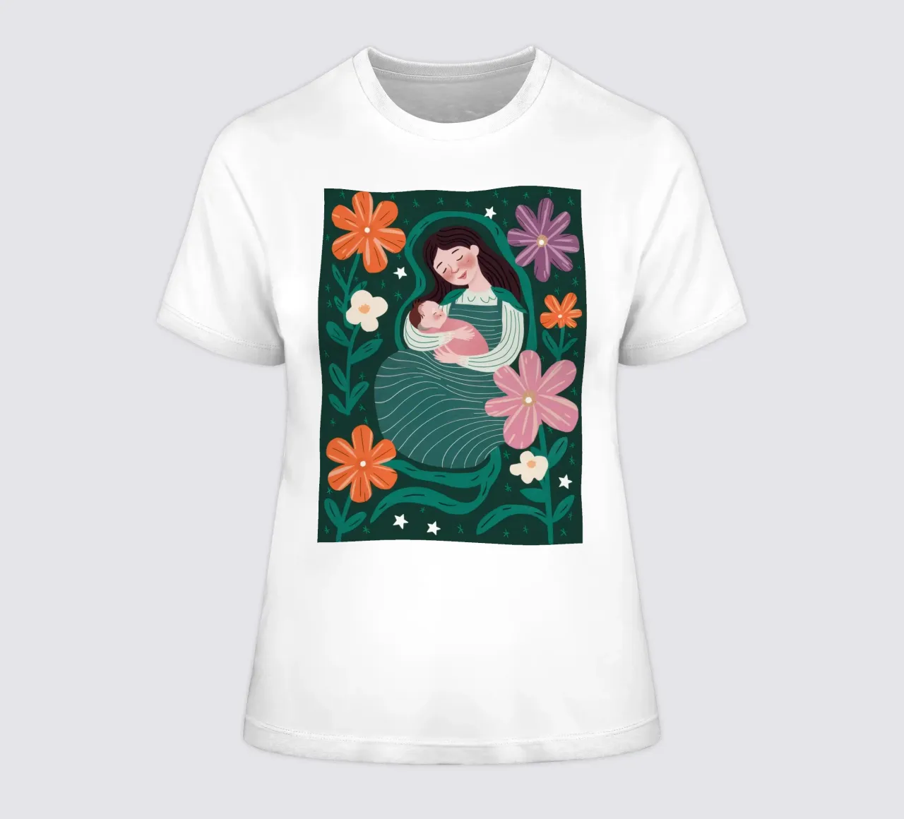 Mother and Child Floral women's fitted t-shirt by Pale Aura