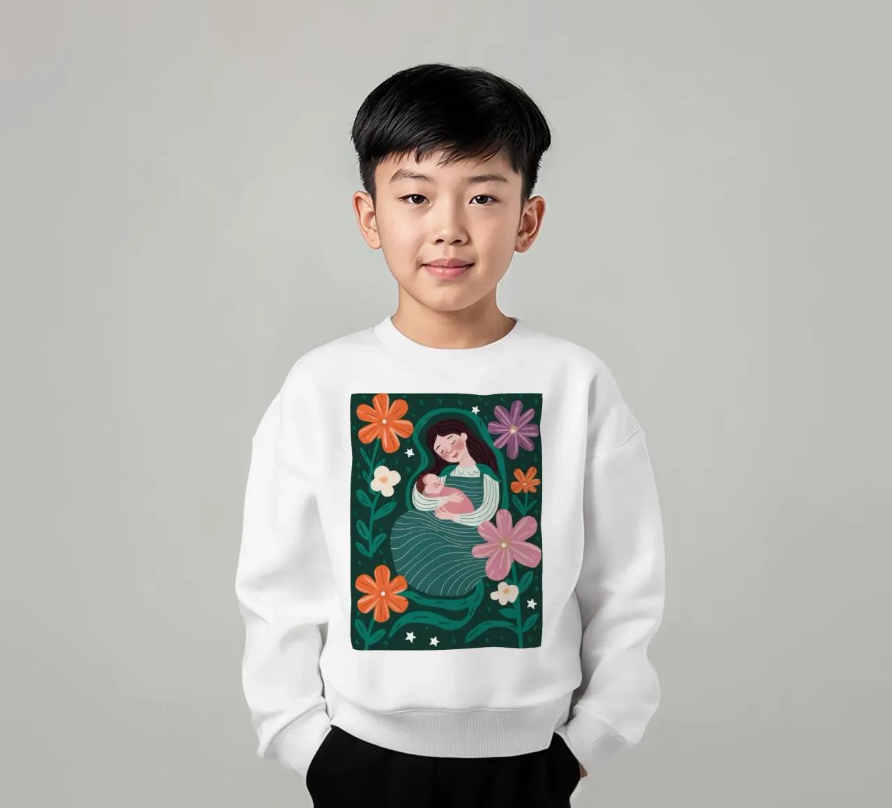 Mother and Child Floral kids sweatshirt by Pale Aura