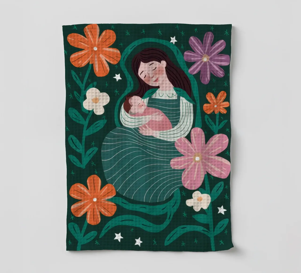 Fleurs de la mère et de l'enfant torchon de Pale Aura
