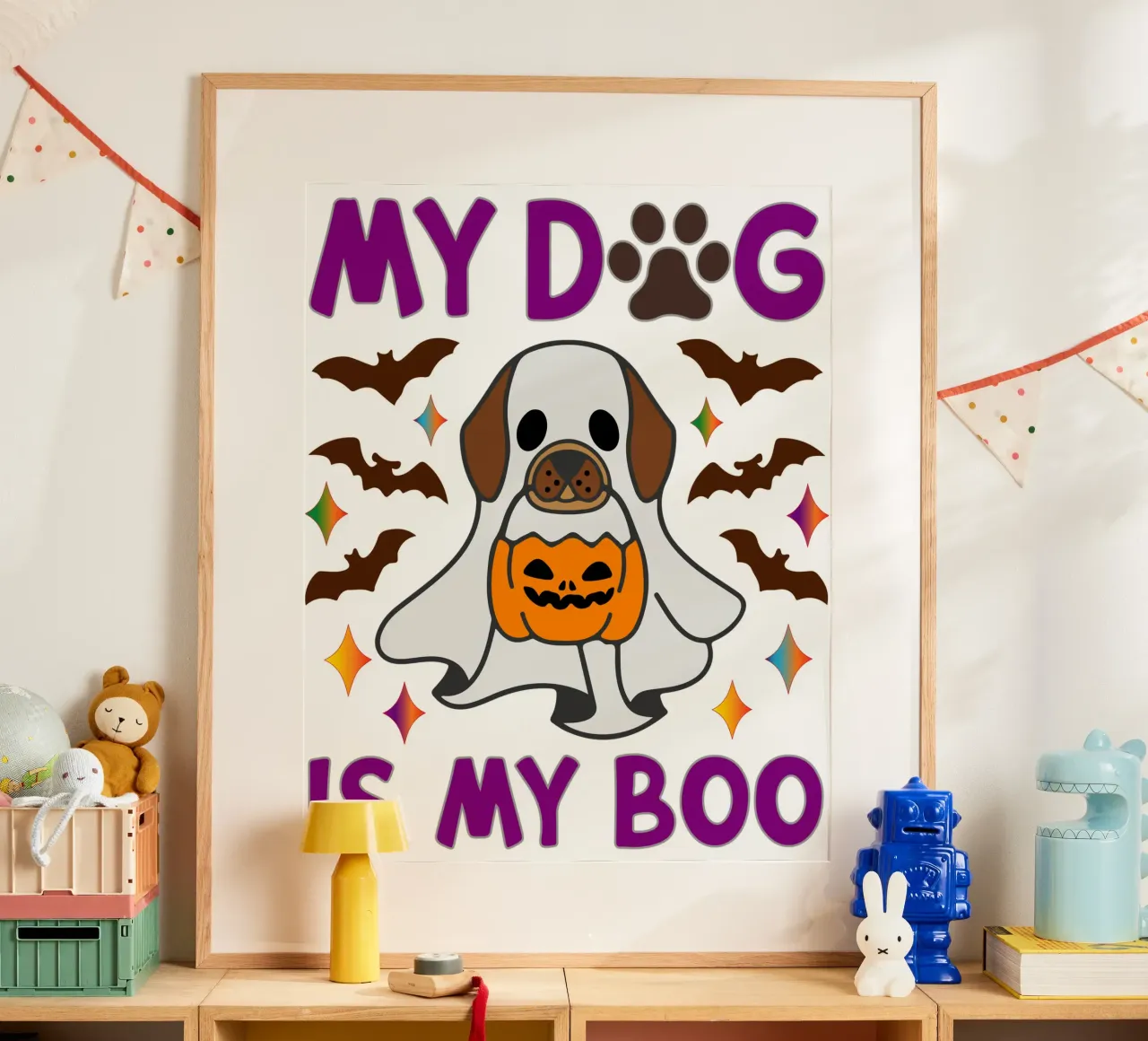il mio cane il mio boo poster con telaio in plastica da onetime
