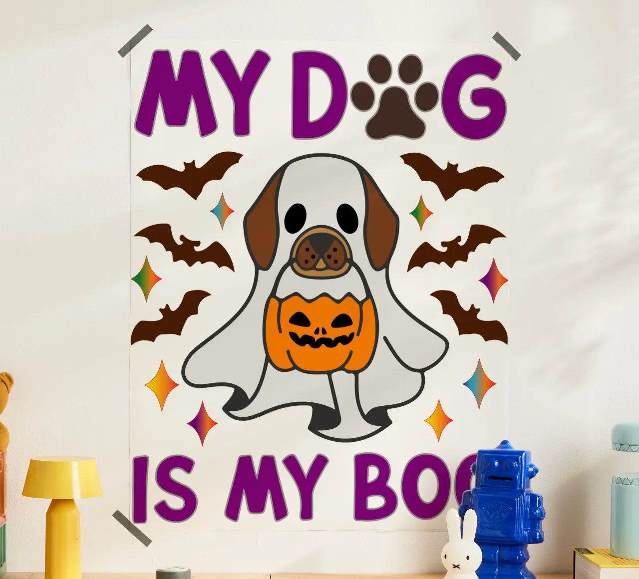 il mio cane il mio boo poster con telaio in plastica da onetime