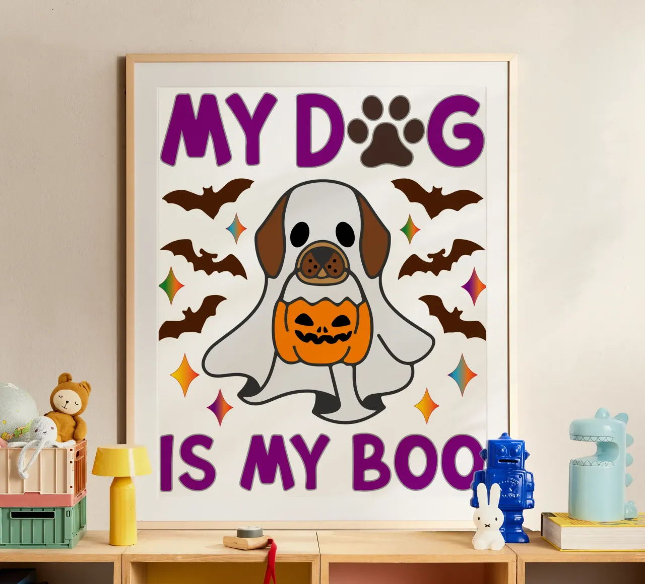 il mio cane il mio boo poster con telaio in plastica da onetime