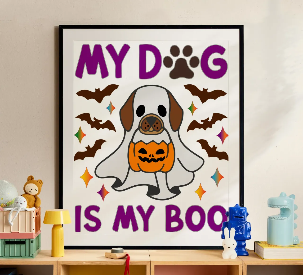 il mio cane il mio boo poster con telaio in plastica da onetime
