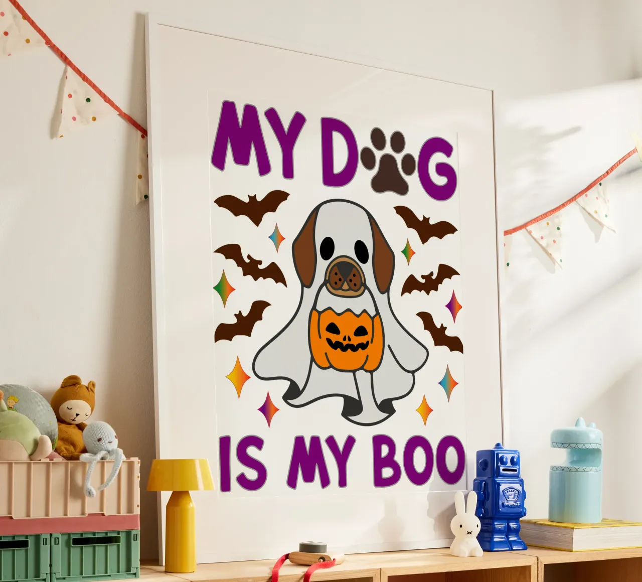 il mio cane il mio boo poster con telaio in plastica da onetime