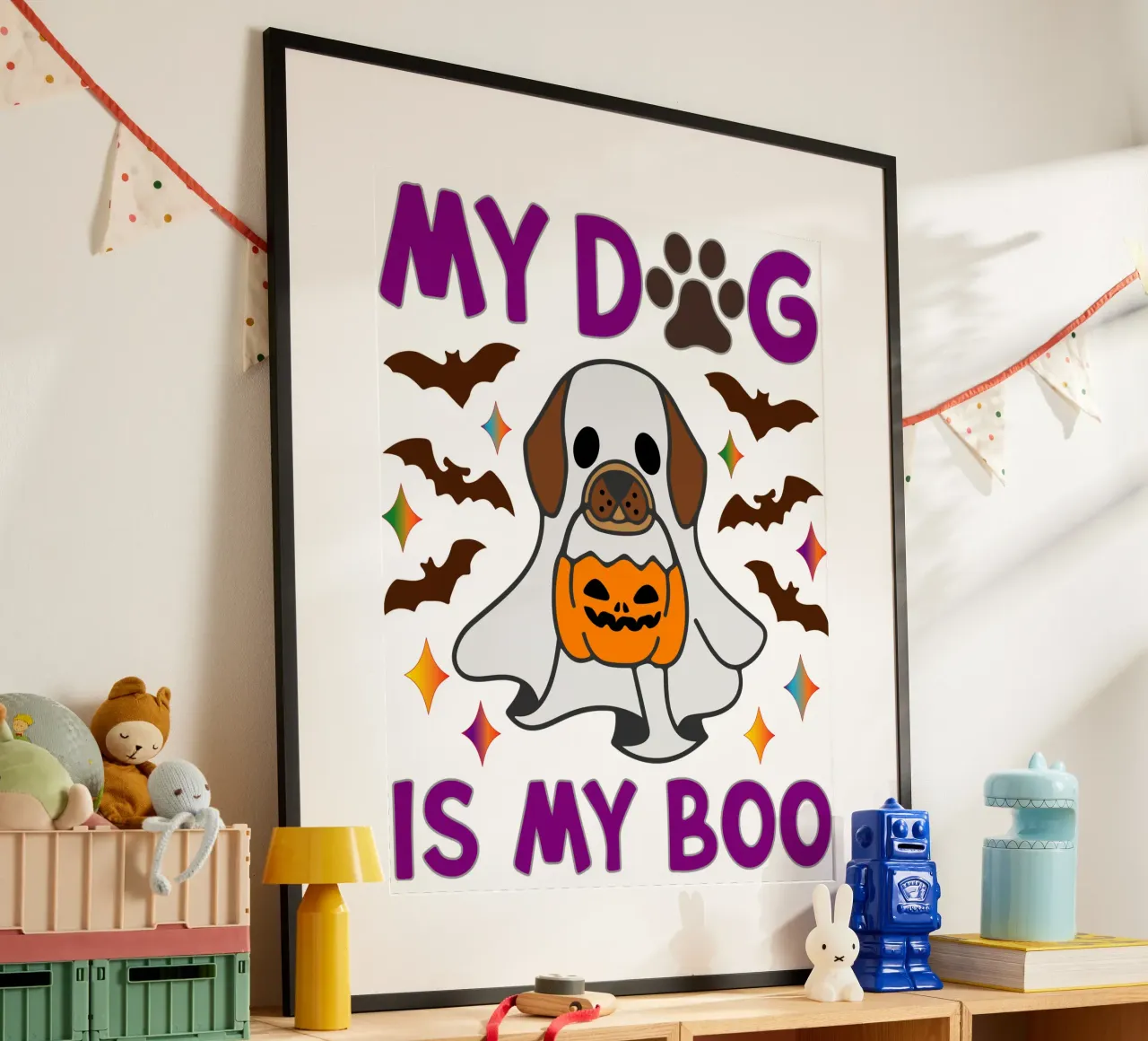 il mio cane il mio boo poster con telaio in plastica da onetime