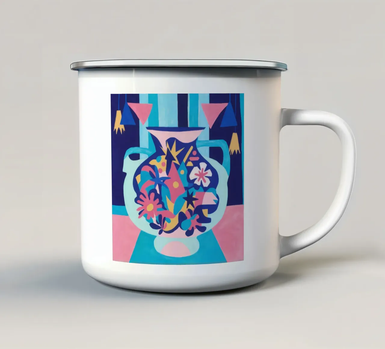 Vaso di fiori astratto tazza in smalto da Pale Aura