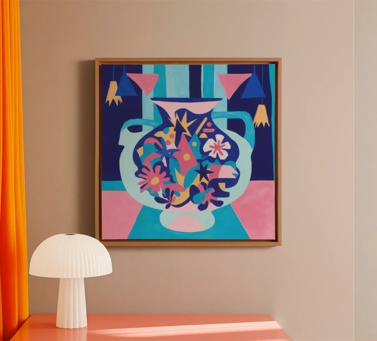 Vaso di fiori astratto tela con Cornice a cassetta da Pale Aura
