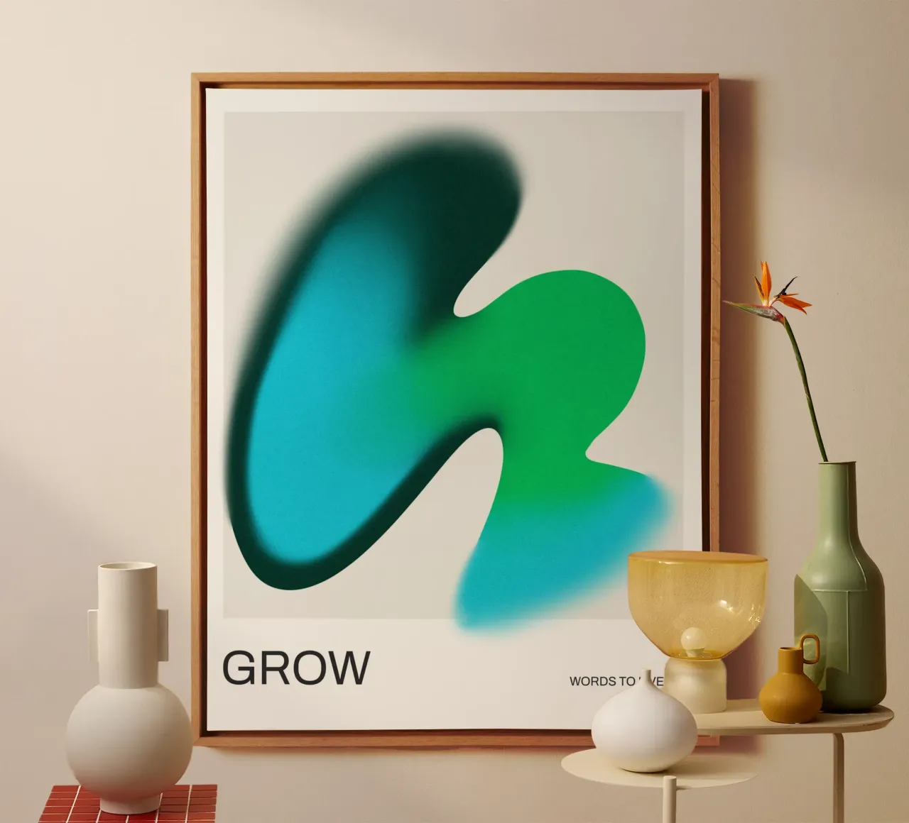 GROW - organisch kleurverloop canvas met Baklijst van Artezza