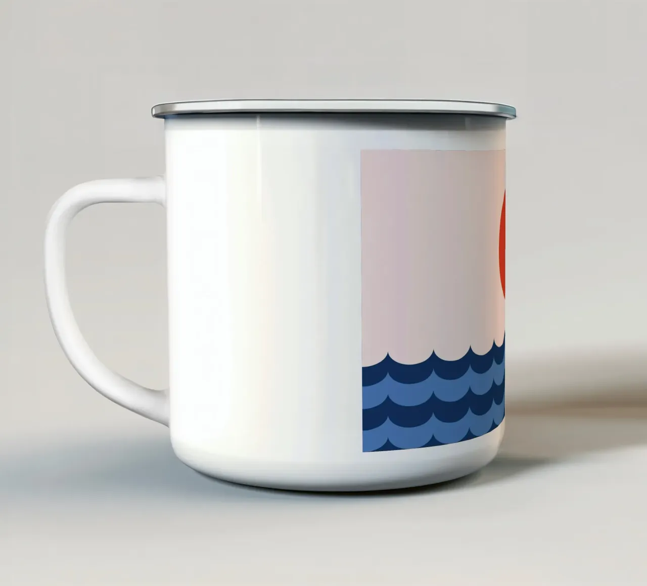 Onda oceano sole tazza in smalto da galihstudio