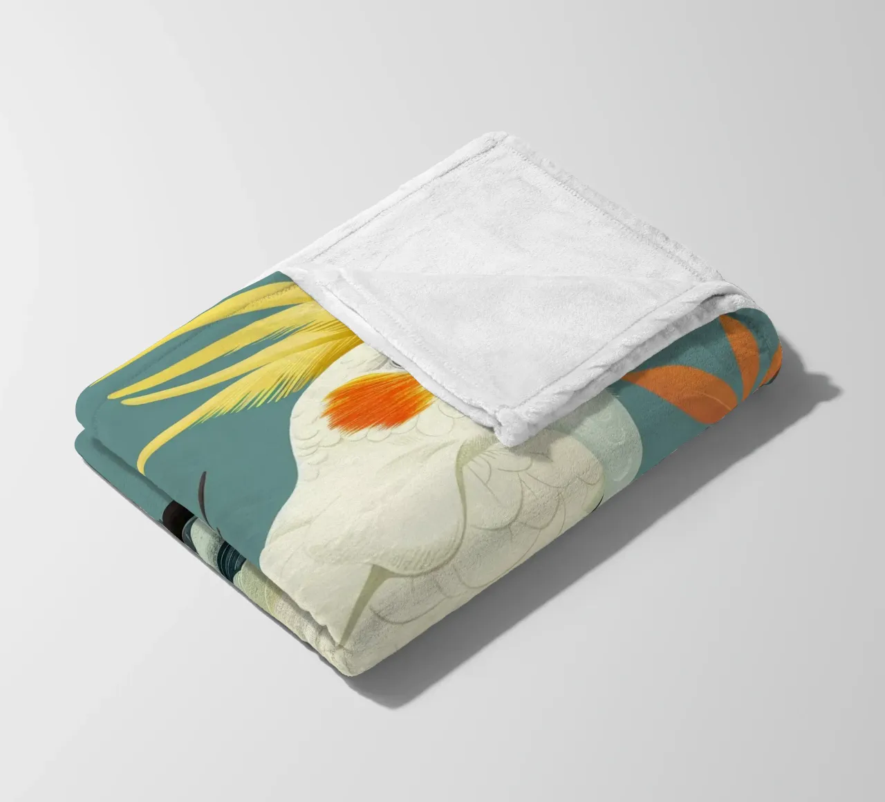 Cacatua dal ciuffo sulfureo su un ramo con foglie d'autunno coperta in pile da DesignDoodle