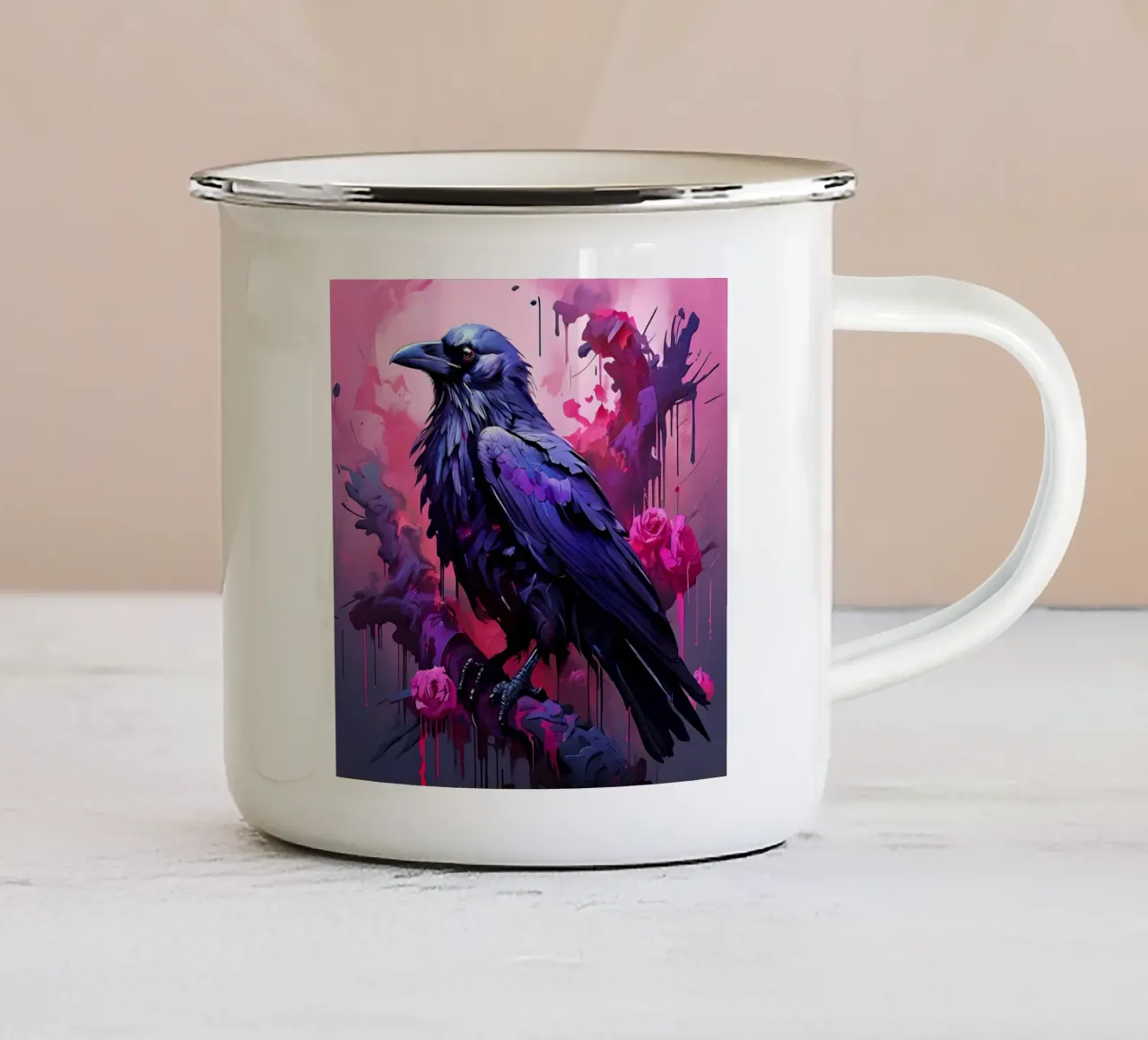 Corvo_Stile_H_1 tazza in smalto da Tierisch bunt by LK