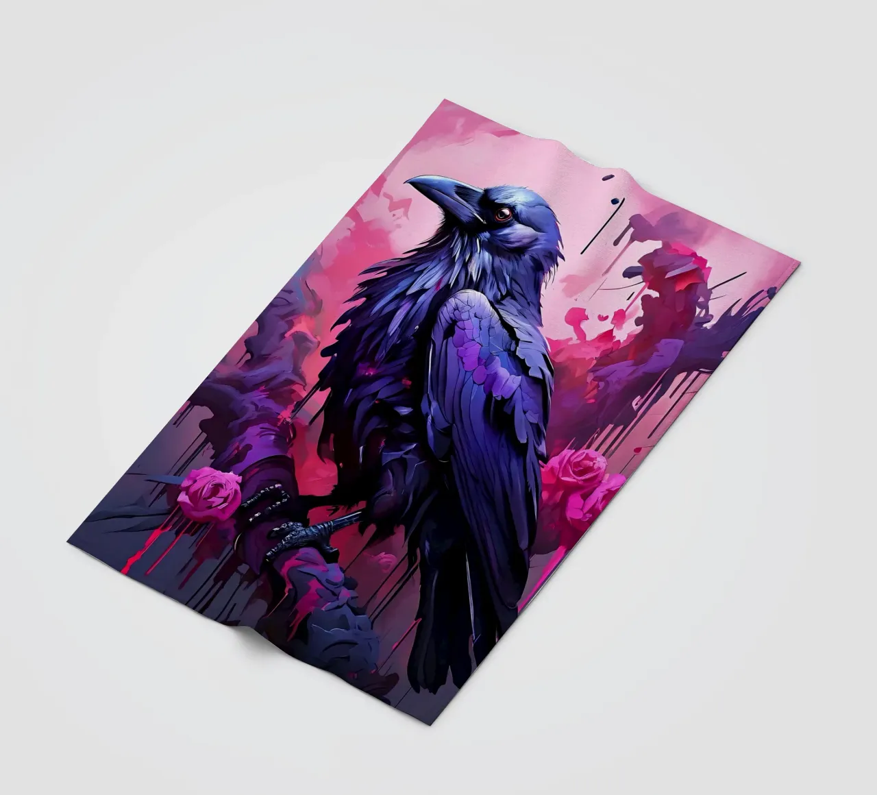 Crow_Style_H_1 fleece blanket by Tierisch bunt by LK