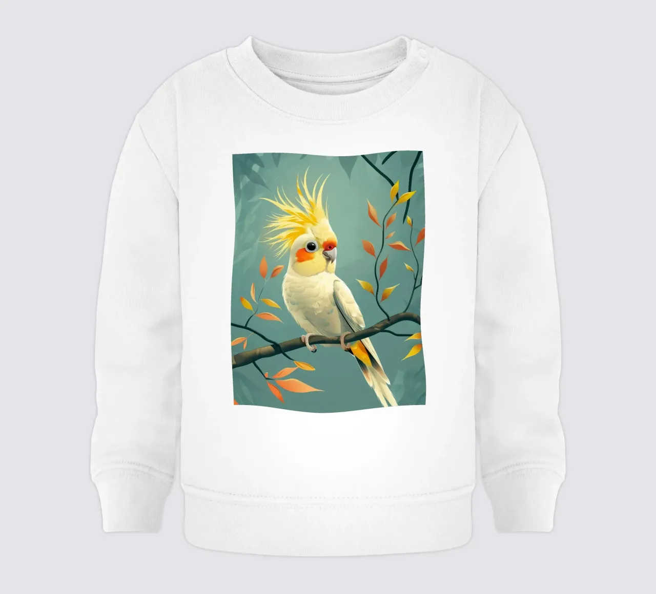 Cacatua giallo pallido su un ramo con fogliame autunnale felpa neonato da DesignDoodle