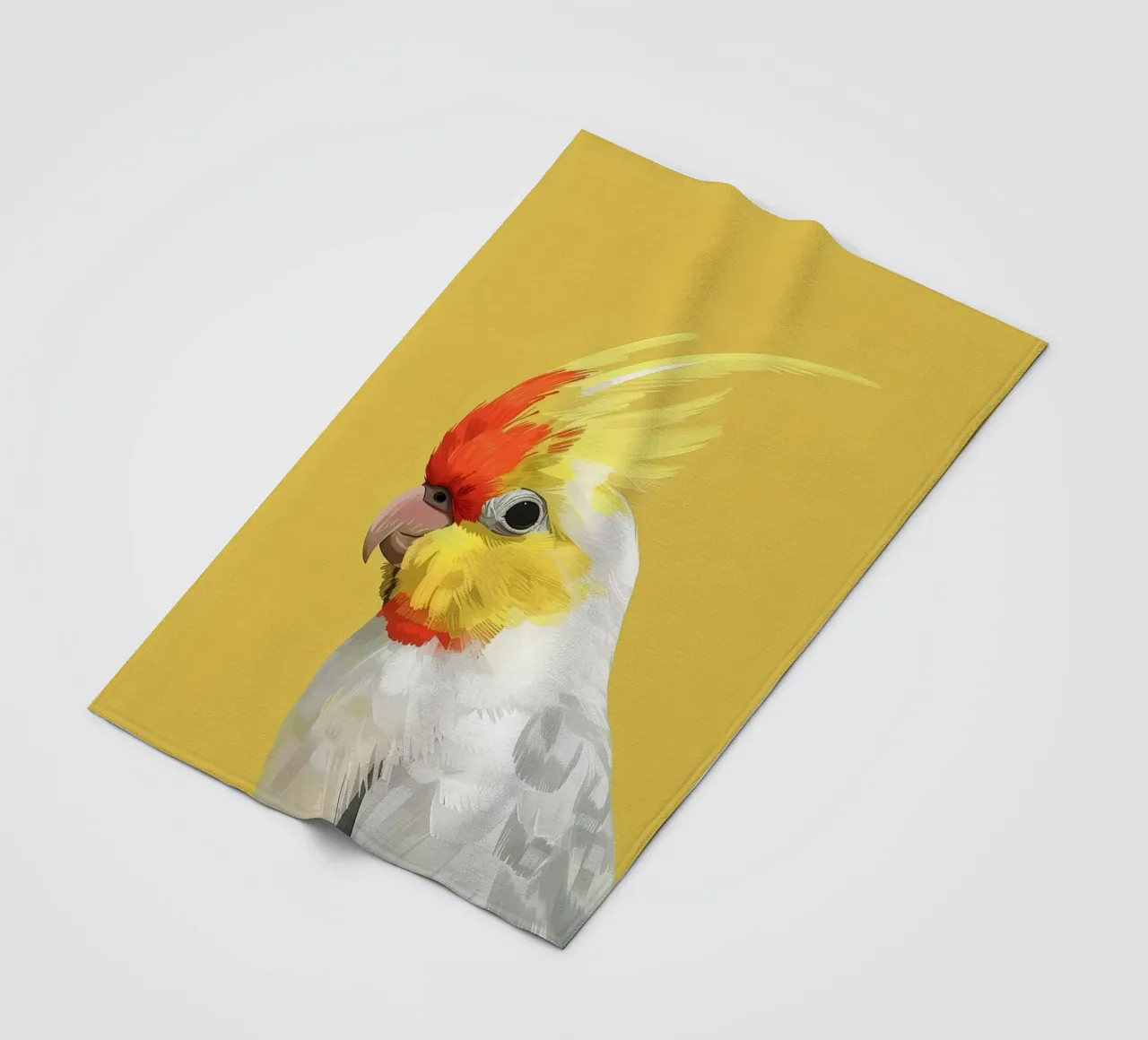 Lutino valkparkiet tegen een effen gele achtergrond fleecedeken van DesignDoodle