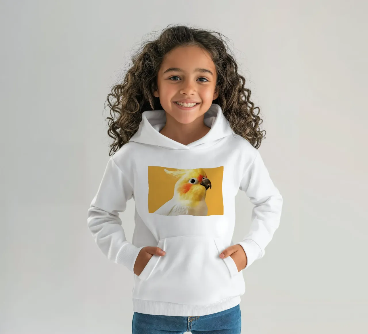 Profilo del pappagallo cacatua dal piumaggio giallo e bianco felpa bambino con cappuccio da DesignDoodle