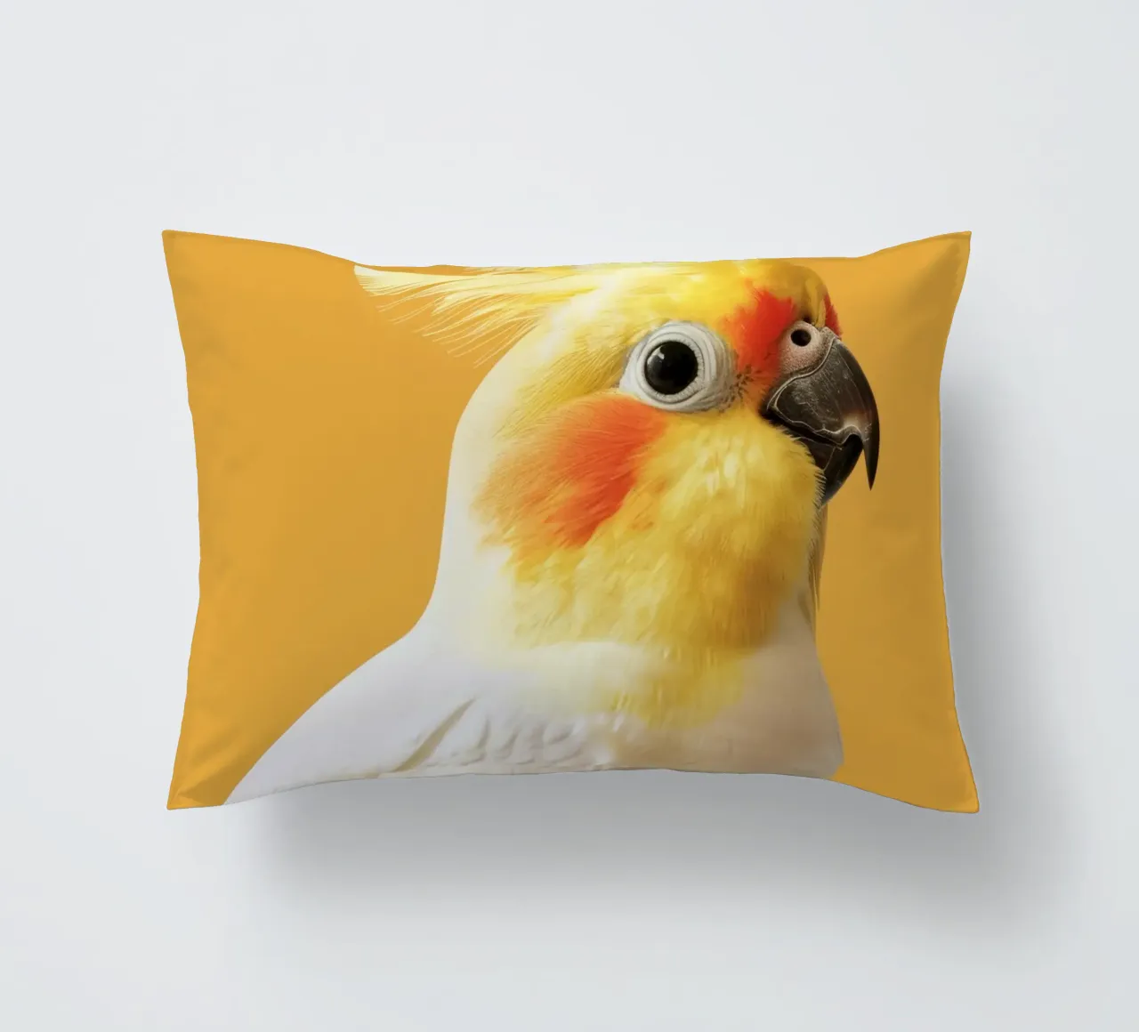 Profilo del pappagallo cacatua dal piumaggio giallo e bianco cuscino da DesignDoodle