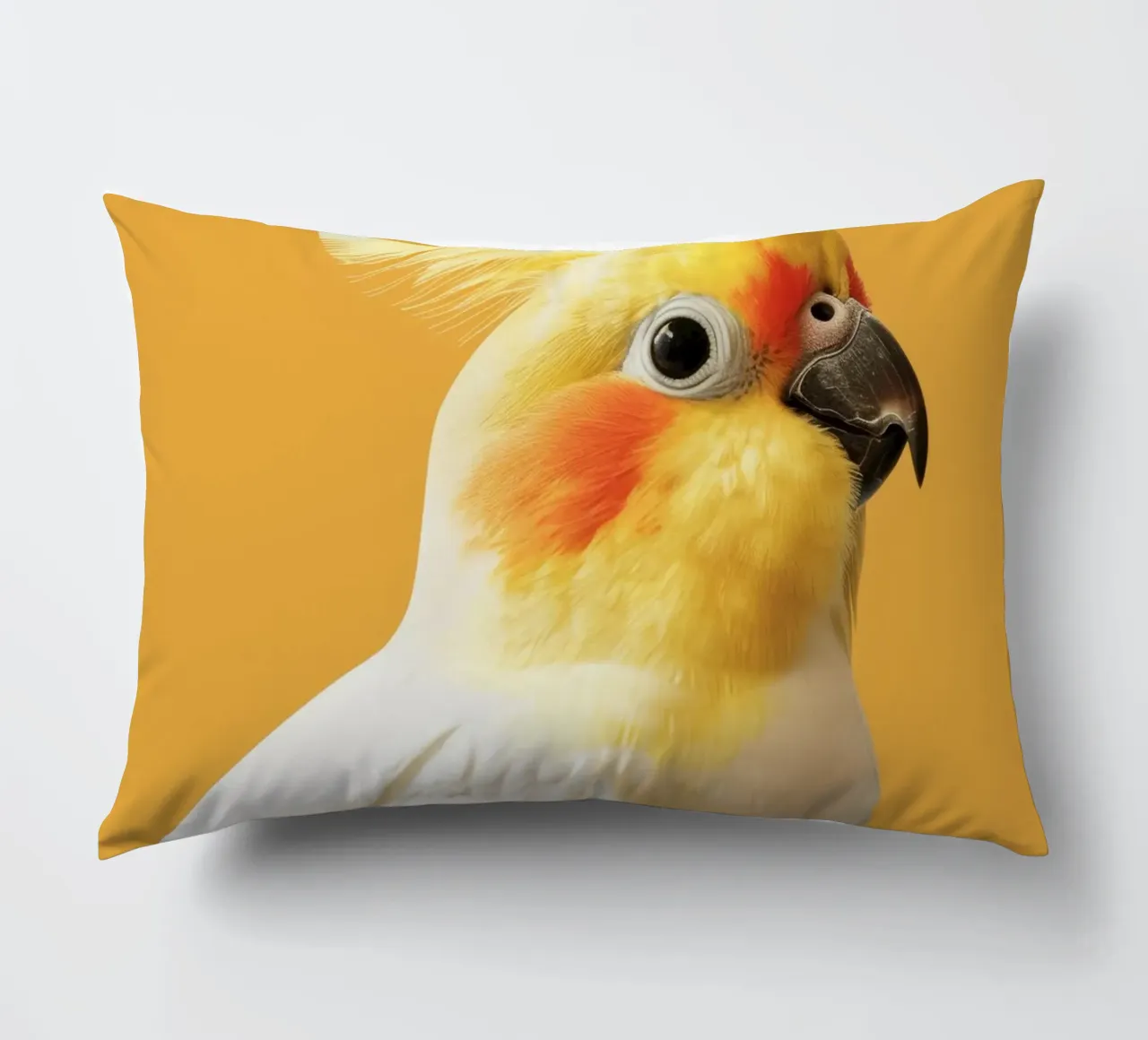 Profilo del pappagallo cacatua dal piumaggio giallo e bianco cuscino da DesignDoodle