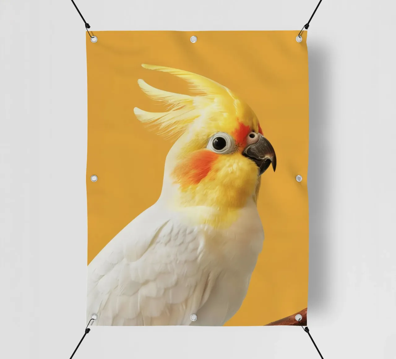Profilo del pappagallo cacatua dal piumaggio giallo e bianco telo in pvc da DesignDoodle