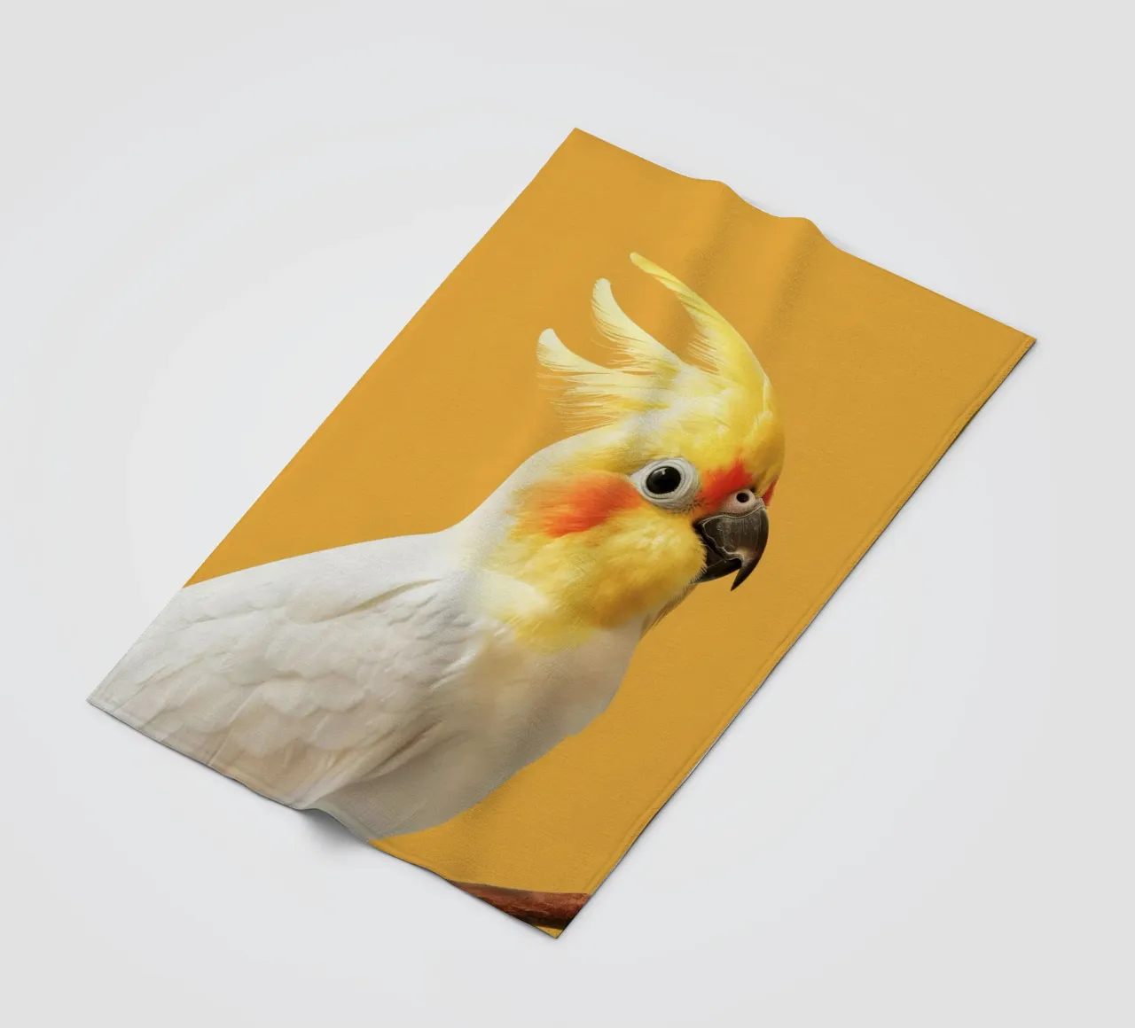 Profilo del pappagallo cacatua dal piumaggio giallo e bianco coperta in pile da DesignDoodle