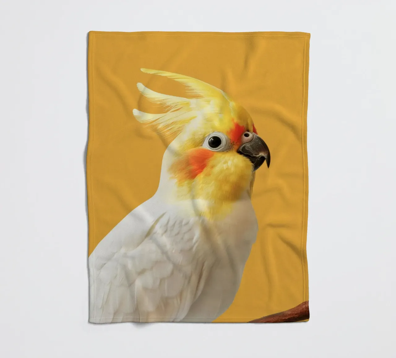Profilo del pappagallo cacatua dal piumaggio giallo e bianco coperta in pile da DesignDoodle