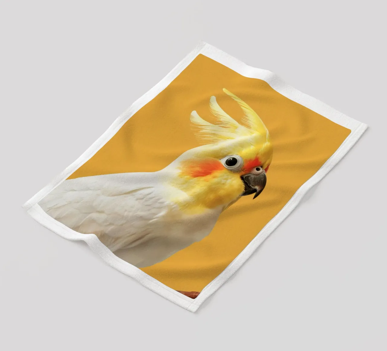 Profilo del pappagallo cacatua dal piumaggio giallo e bianco coperta in pile da DesignDoodle