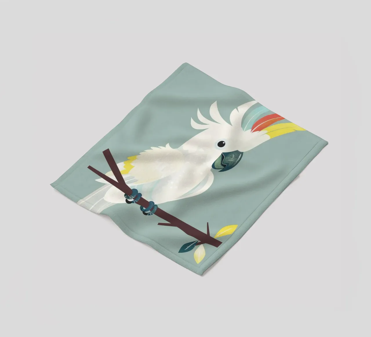cacatua bianco appollaiato su un ramo marrone scuro coperta in pile da DesignDoodle