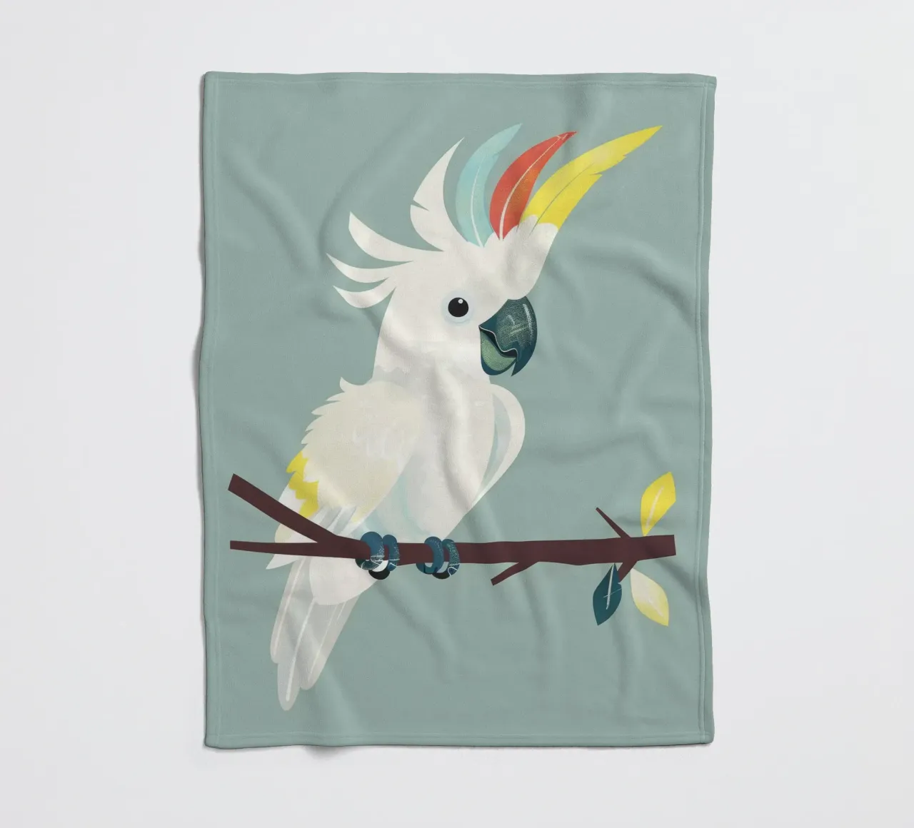 cacatua bianco appollaiato su un ramo marrone scuro coperta in pile da DesignDoodle