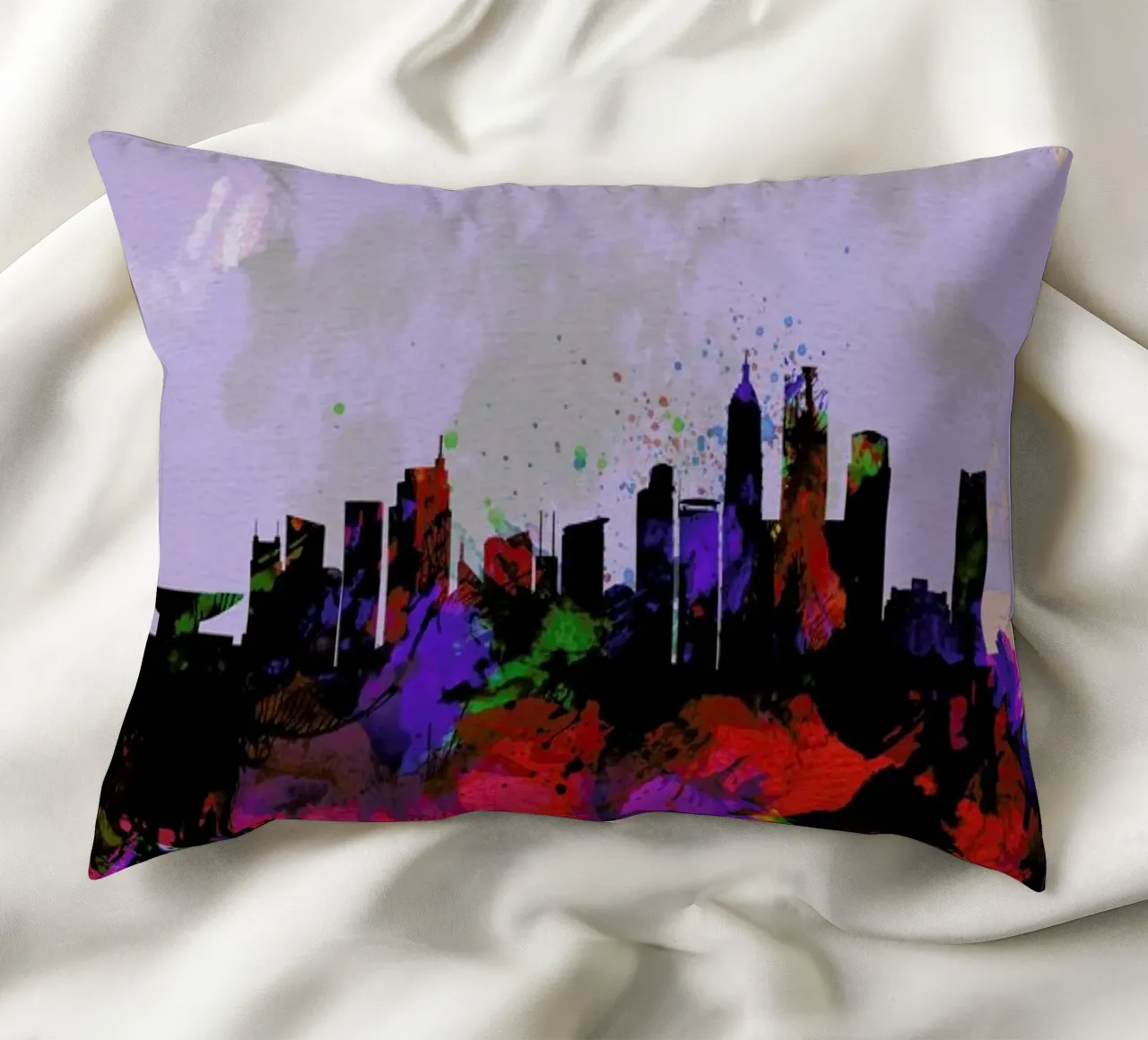 Shanghai Watercolor Skyline cuscino da Naxart