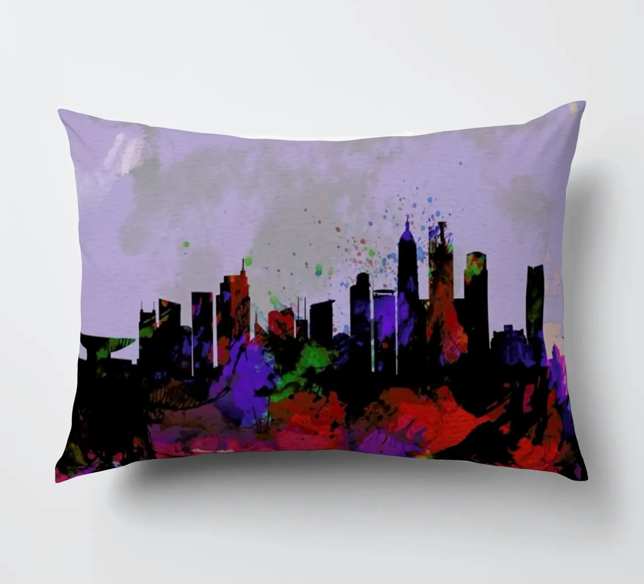 Shanghai Watercolor Skyline cuscino da Naxart