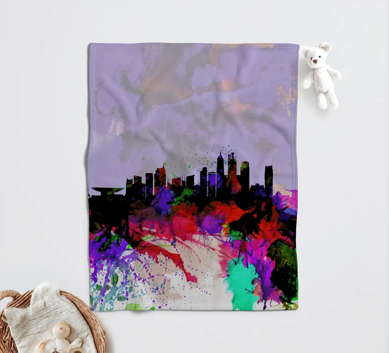 Shanghai Watercolor Skyline coperta in pile da Naxart