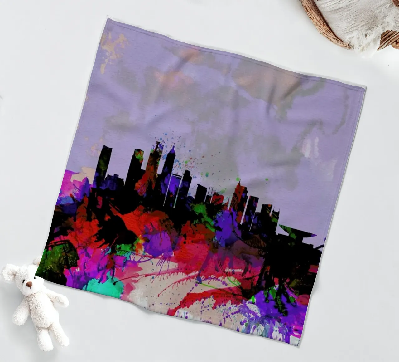 Shanghai Watercolor Skyline coperta in pile da Naxart