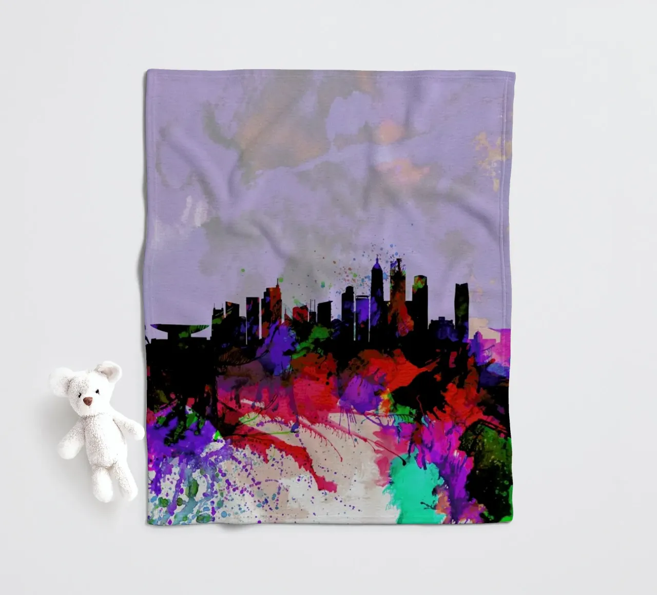 Shanghai Watercolor Skyline coperta in pile da Naxart