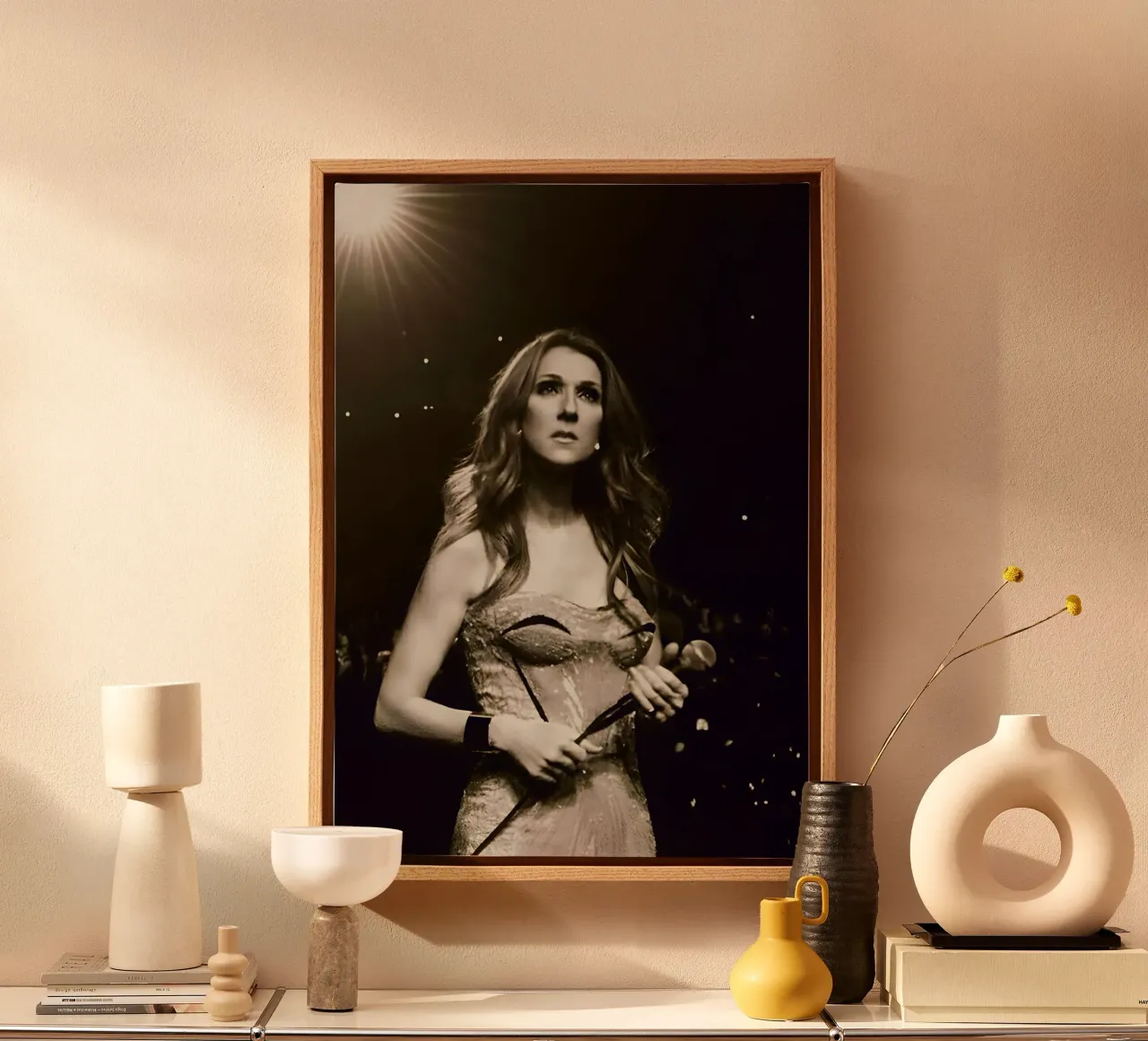 Celine Dion tela con Cornice a cassetta da Low poly art