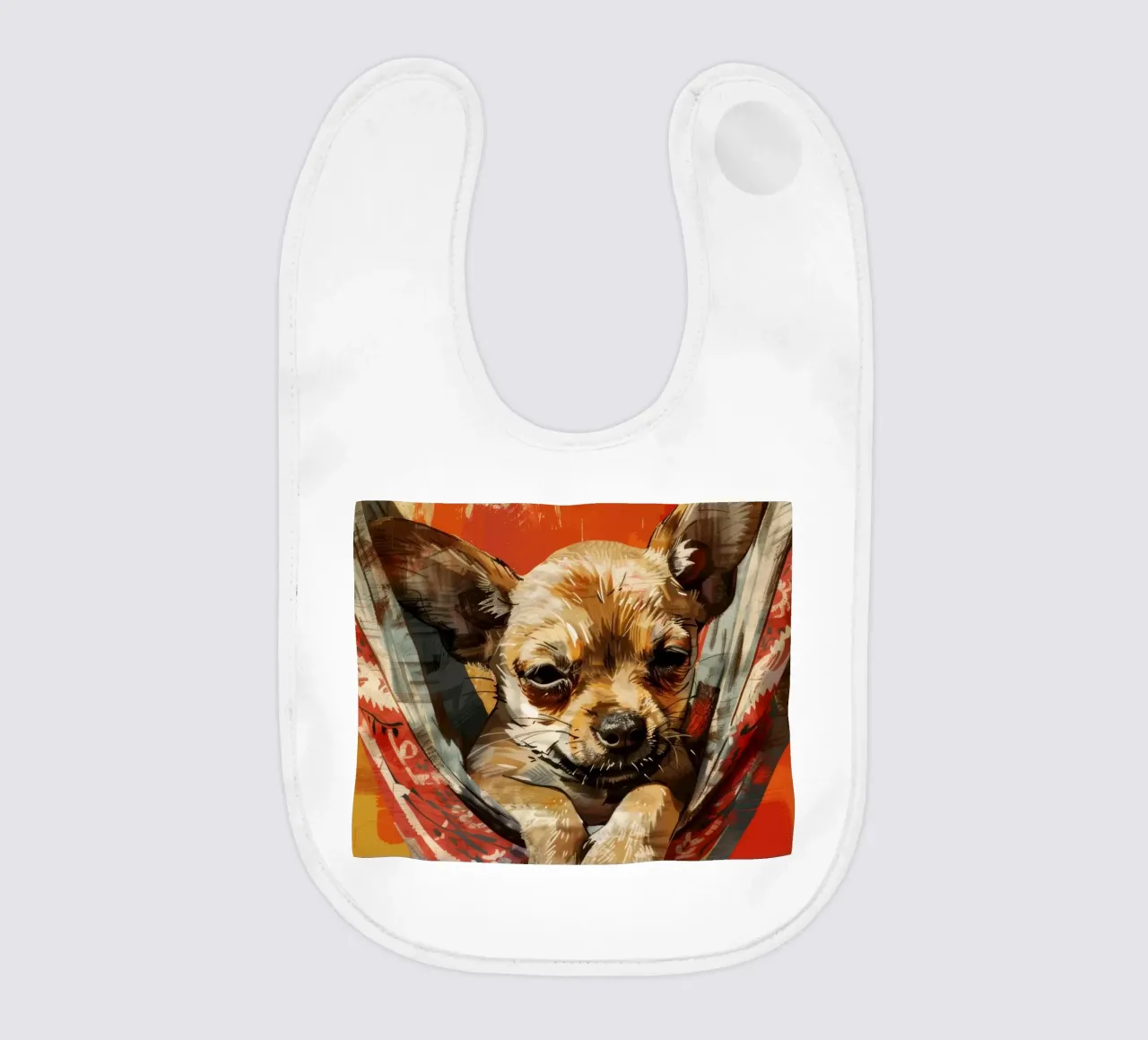Cucciolo di chihuahua rilassato in amaca bavaglino da DesignDoodle