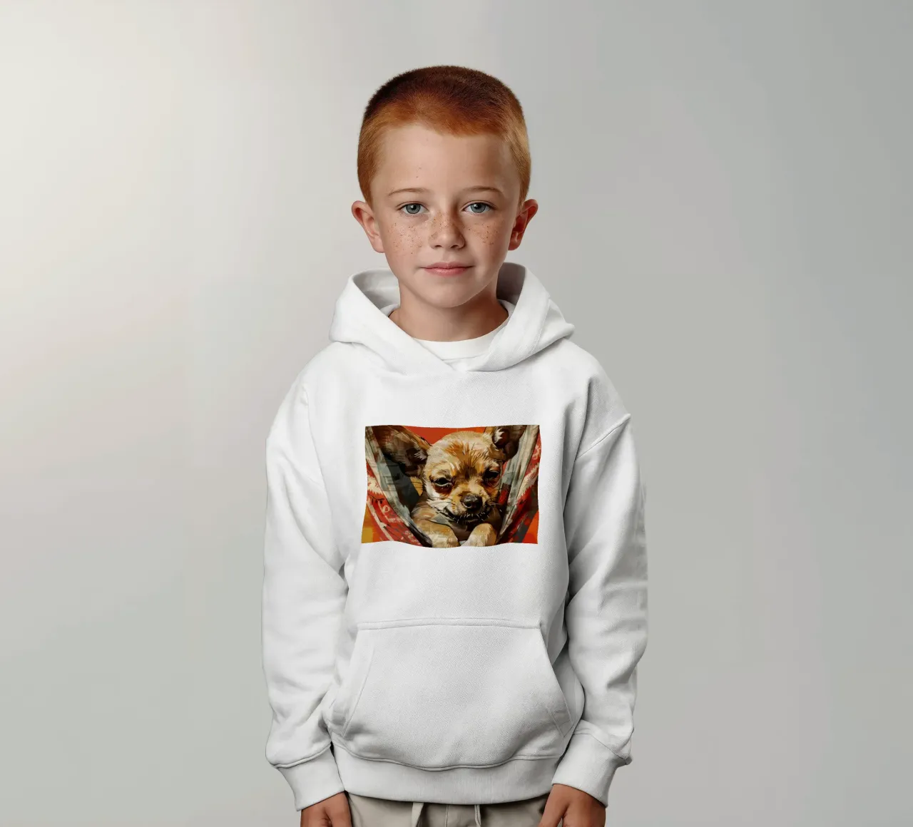Cucciolo di chihuahua rilassato in amaca felpa bambino con cappuccio da DesignDoodle
