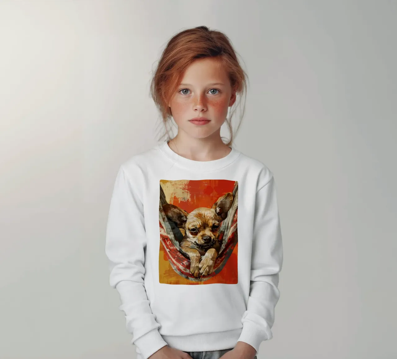 Cucciolo di chihuahua rilassato in amaca felpa bambino da DesignDoodle