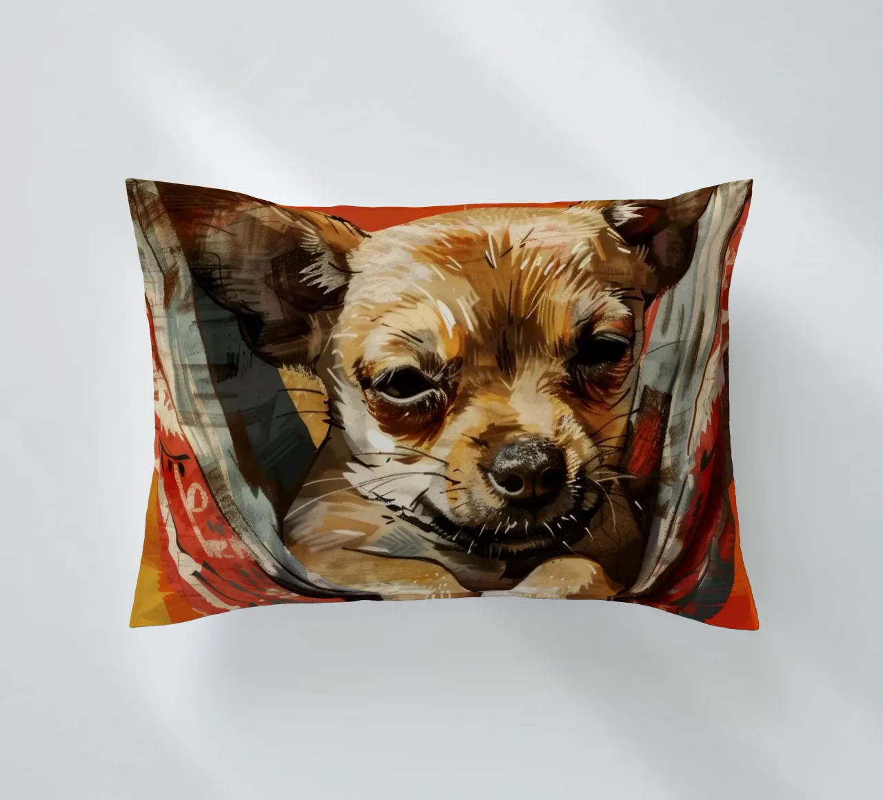 Cucciolo di chihuahua rilassato in amaca cuscino da DesignDoodle