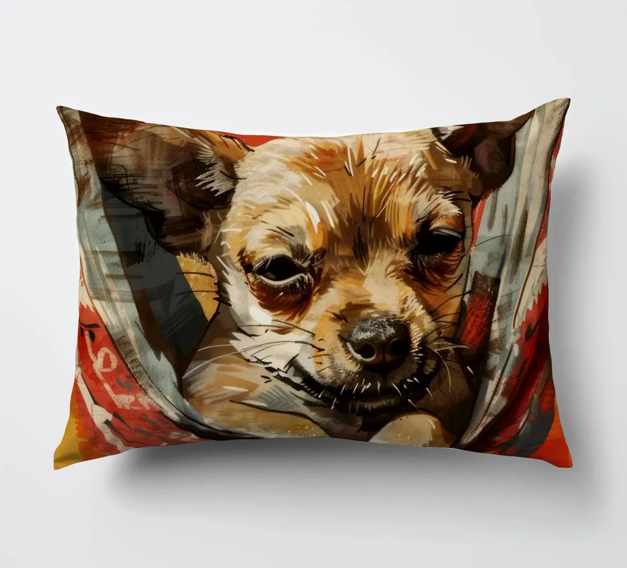 Cucciolo di chihuahua rilassato in amaca cuscino da DesignDoodle