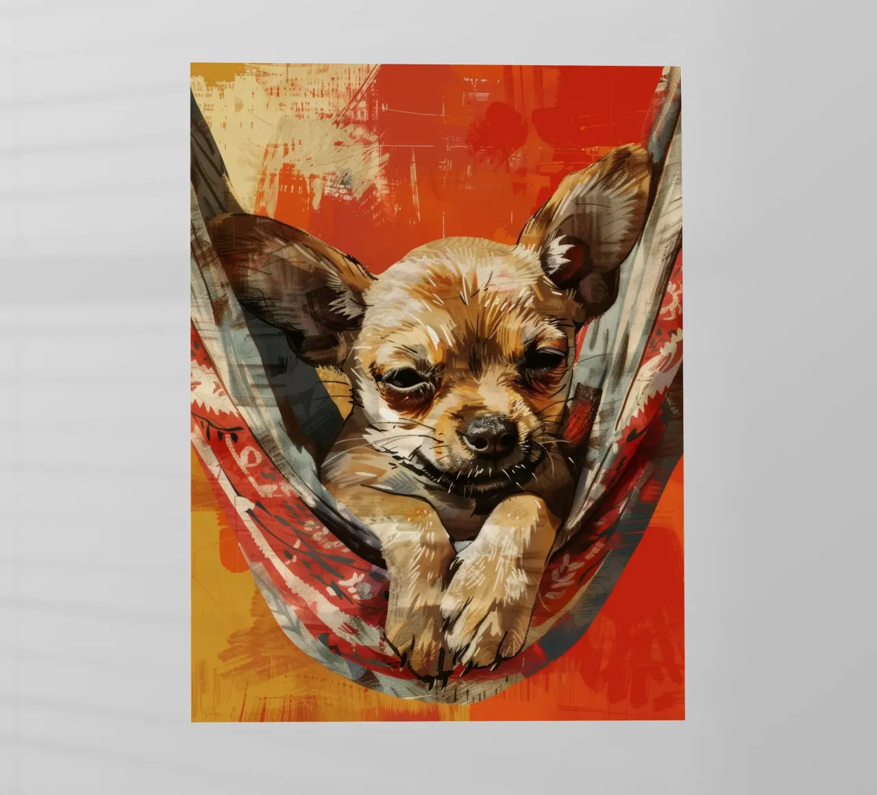 Cucciolo di chihuahua rilassato in amaca pellicola backlit da DesignDoodle