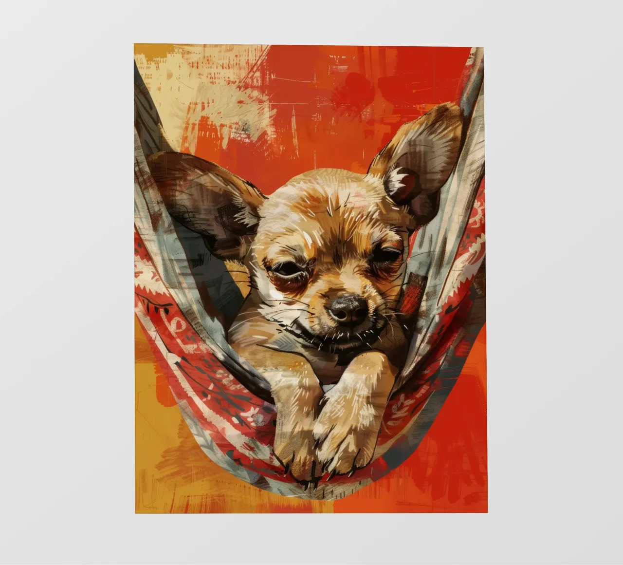 Cucciolo di chihuahua rilassato in amaca telo in pvc da DesignDoodle