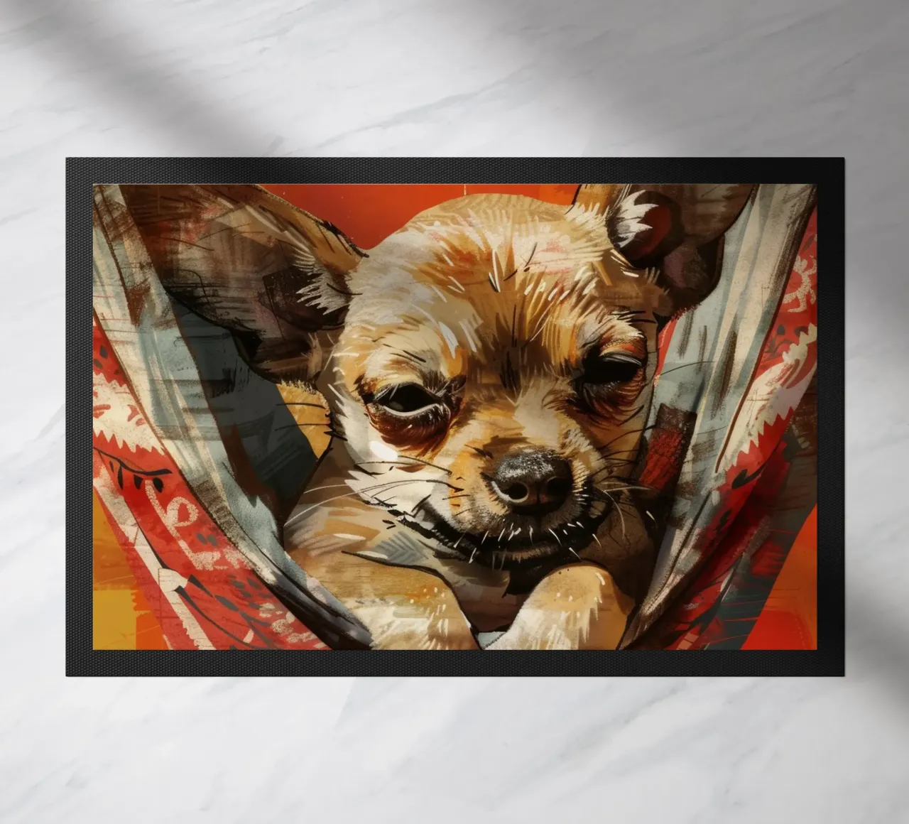 Cucciolo di chihuahua rilassato in amaca zerbino da DesignDoodle