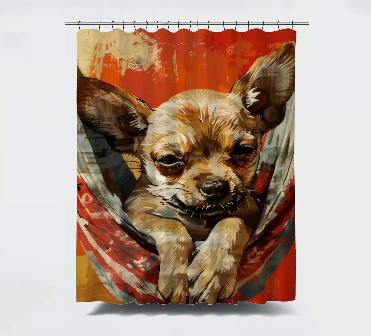 Cucciolo di chihuahua rilassato in amaca tenda da doccia da DesignDoodle