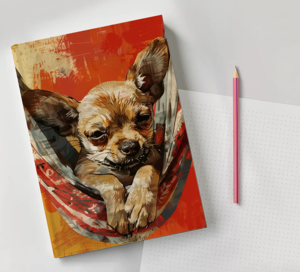 Chiot chihuahua détendu dans un hamac carnet de notes de DesignDoodle