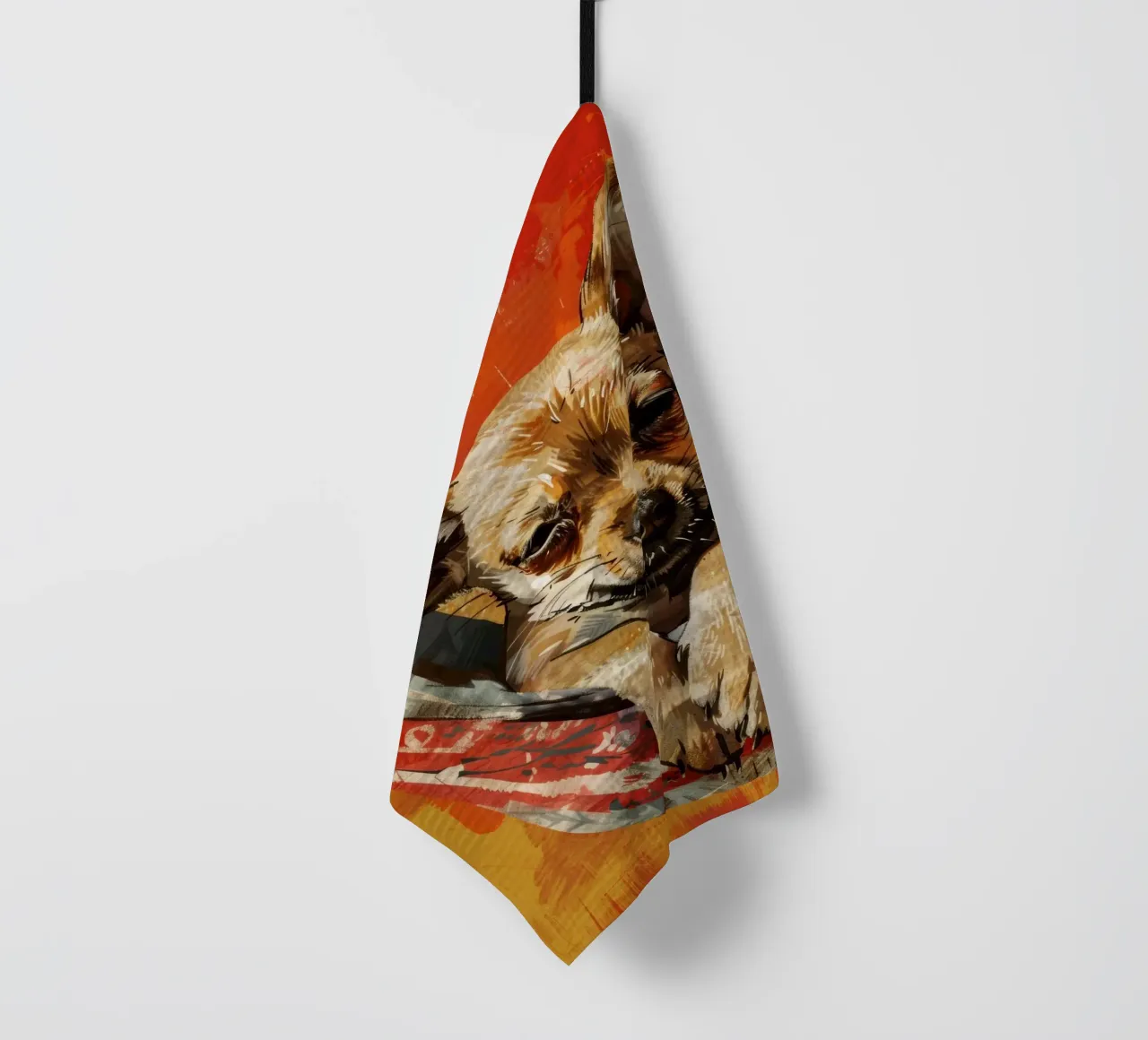 Cucciolo di chihuahua rilassato in amaca canovaccio da cucina da DesignDoodle